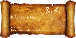 Kóti Alex névjegykártya
